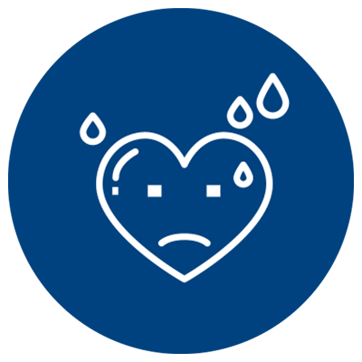 Corazón con preocupaciones logo con fondo azul